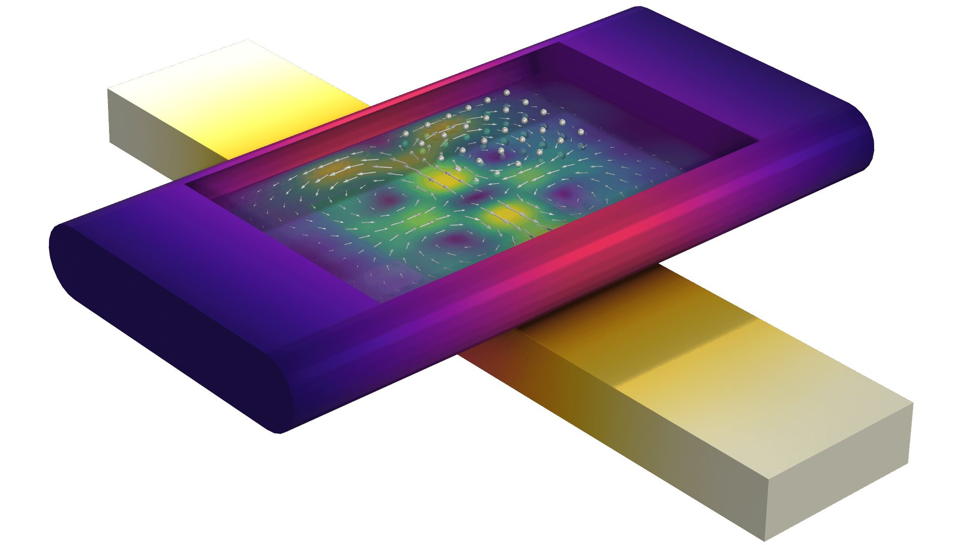A simulation of a piezoelectric acoustic trap in a microfluidic glass capillary used for manipulation of living cells. New functionality in COMSOL Multiphysics® version 6.1 makes it possible to simulate acoustically driven flow, also known as acoustic streaming.
